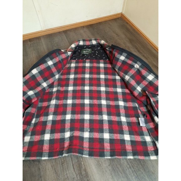 Woolrich Shirt Womens Medium Jacket Full Zip Plaid Ladies Shacket Red Black - Picture 4 of 9